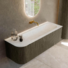 Mondiaz KURVE-DLUX Ensemble de meuble de salle de bains - 135x46x40cm - 1 tiroir - 1 porte - lavabo solid surface - droit - sans trou de robinet - Shadow SW1414050