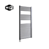 Sanicare HPW Radiateur électrique - 111,8x60cm - 730W - wifi - thermostat - argent - en bas à gauche - gunmetal (anthracite) SW1448048
