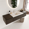 MONDIAZ BUKLA meuble de salle de bains 160 cm avec module 40 couleur Dark Brown avec 3 tiroirs. Lavabo CLOUD central 1 trou de robinet couleur Talc. SW1382163
