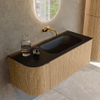MONDIAZ KURVE meuble de salle de bains 115 cm avec module 25 L couleur chêne avec 1 tiroir et 1 porte. Lavabo BIG SMALL à droite sans trou de robinetterie Urban. SW1138402