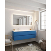 Mondiaz VICA ensemble de meuble de salle de bain - 150cm - meuble sous-vasque jeans - 2 tiroirs - lavabo moon gauche - 1 trou de robinet - miroir LED - version XL 60cm de haut SW1098215