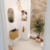 Mondiaz JOYA-DLUX 40cm toiletmeubel - kleur Oak - Wastafel FAYE positie Links 1 kraangat kleur Lava. SW1422008