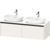 Duravit Ketho.2 Wastafelonderbouwkast - inclusief consoleplaat - met 2 laden - voor dubbele waskommen - 140x55x45.9cm - met handgrepen antraciet - wit supermat SW772720
