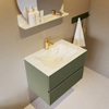 Mondiaz VICA-DLUX ensemble de meuble de salle de bain - 70cm - meuble sous-vasque armée - 2 tiroirs - lavabo encastré nuage milieu - 1 trou de robinet - version haute de 60cm - opalo SW1086443