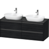 Duravit Ketho.2 Wastafelonderbouwkast - inclusief consoleplaat - met 4 laden - voor dubbele waskommen - 140x55x56.8cm - met handgrepen antraciet - eiken zwart mat SW772847