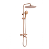 Fortifura Calvi Ensemble de douche pluie - thermostatique - pomme de douche 30cm - flexible lisse - douchette ronde - bec de baignoire pivotant - Cuivre brossé PVD (Cuivre) SW1592476