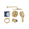 Grohe Grohtherm regendoucheset inbouw - hoofddouche rond - handdouche rond - gebogen wandarm - brushed cool sunrise (goud) SW1235163