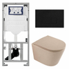 QeramiQ Dely Pack WC - 36,3x51,7cm - à fond creux - sans bride - réservoir encastré Geberit UP320 - abattant WC à fermeture douce - plaque de commande en plastique noir mat - boutons rectangulaires - beige mat SW1242416