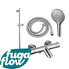 FugaFlow Eccelente Sobrado Badkamer badkraan met glijstangset met ronde handdouche, metalen doucheslang geborsteld RVS PVD - Black Friday - SW1123988