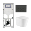 QeramiQ Dely Pack WC - 36,3x51,7cm - à fond creux - sans bride - réservoir encastré Geberit UP320 - abattant WC à fermeture douce - plaque de déclenchement mat anthracite - boutons ronds - blanc brillant SW1164764