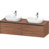 Duravit Ketho.2 Wastafelonderbouwkast - inclusief consoleplaat - met 2 laden - voor dubbele waskommen - 160x55x45.9cm - met handgrepen antraciet - noten mat SW772403