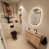 MONDIAZ TURE-DLUX Meuble toilette - 80cm - Washed Oak - EDEN - vasque Frappe - position centrale - 1 trou de robinet SW1103053