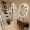 MONDIAZ TURE-DLUX Meuble toilette - 60cm - Rust - EDEN - vasque Glace - position centrale - 1 trou de robinet SW1103476
