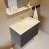 Mondiaz VICA-DLUX ensemble de meuble de salle de bain - 80cm - meuble sous-vasque gris foncé - 2 tiroirs - lavabo encastré nuage milieu - 1 trou de robinet - version haute de 60cm - ostra SW1087283