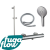 FugaFlow Eccelente Sobrado Mitigeur de douche - avec barre de curseur - douchette ronde - flexible lisse - Inox brossé PVD SW1124026