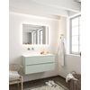 Mondiaz VICA ensemble de meuble de salle de bain - 100cm - meuble sous lavabo greey - 2 tiroirs - lavabo moon gauche - sans trou de robinet - miroir LED - version XL 60cm de haut SW1098605