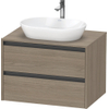 Duravit Ketho.2 Wastafelonderbouwkast - inclusief consoleplaat - met 2 laden - 80x55x56.8cm - met handgrepen antraciet - eiken terra mat SW772369