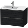 Duravit ketho meuble avec 2 tiroirs pour lavabo à gauche 81x48x54.9cm avec poignées chêne anthracite noir mat SW772875