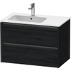 Duravit Ketho.2 Wastafelonderbouwkast - met 2 laden - voor waskom links - 81x48x54.9cm - met grepen antraciet - eiken zwart mat SW772875