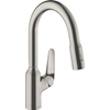 Hansgrohe Focus m42 Eengreeps keukenmengkraan - 36.4cm - met uittrekbare en draaibare uitloop 2 straalsoorten - rvs SW241713