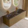 Mondiaz KURVE-DLUX Ensemble meuble de salle de bains - 130x46x40cm - 2 tiroirs - lavabo solid surface - double - 2 trous de robinet - Dusk SW1415531