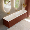 Mondiaz KURVE-DLUX Ensemble meuble de salle de bains - 175x46x40cm - 2 tiroirs - 1 porte - vasque solid surface - double / gauche - sans trou de robinet - Ruby SW1415899