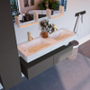 Mondiaz ALAN-DLUX Ensemble de meuble - 130cm - meuble Dark grey mat - 2 tiroirs - Lavabo Cloud Opalo suspendu - vasque Gauche et droite - 2 trous de robinet SW806522