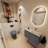 MONDIAZ TURE-DLUX Meuble toilette - 80cm - Dark Grey - EDEN - vasque Ostra - position droite - sans trou de robinet SW1104778