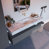 Mondiaz ALAN-DLUX Ensemble de meuble - 150cm - meuble Plata mat - 1 tiroir - Lavabo Cloud Glace suspendu - vasque Centre - 0 trous de robinet SW806163