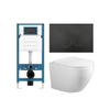 Adema Salina 2.0 Ensemble WC - 48.5x36x32cm - évacuation profonde - sans rebord de rinçage - réservoir encastré QeramiQ - softclose - déclipsage rapide - abattant de WC - plaque de commande en matière synthétique noire mate - boutons ronds - blanc SW1474597