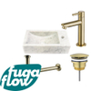 FugaFlow Eccelente Arredo Pack Lave-mains - 22x40x10cmcm - 1 trou de robinet - droite - marbre - robinet Laiton brossé - Blanc SW1125283