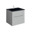 Crosswater Glide II ensemble de meubles de salle de bain - 50x45x52cm - 2 tiroirs lavabo sans poignée trou de robinet - noir storm grey SW892083