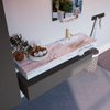 Mondiaz ALAN-DLUX Ensemble de meuble - 150cm - meuble Dark grey mat - 1 tiroir - Lavabo Cloud Glace suspendu - vasque Droite - 1 trou de robinet SW805576