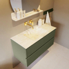 Mondiaz VICA-DLUX Ensemble de meuble de salle de bain - 100cm - meuble sous-vasque armée - 2 tiroirs - lavabo encastrée nuage milieu - sans trous de robinet - version haute de 60cm - ostra SW1087049