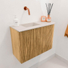 Mondiaz JOYA-DLUX 61.6cm toiletmeubel - ronding rechts kleur Oak - Wastafel FAYE positie Links Zonder kraangat kleur Meli. SW1423948