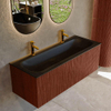 Ensemble de meuble de salle de bain Mondiaz KURVE - 120x46x40cm - 1 tiroir - lavabo en solid surface - centre - 2 trous de robinet - Ruby SW1415361