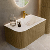 Mondiaz KURVE-DLUX Ensemble de meuble salle de bain - 85x46x40cm - 1 tiroir - 1 porte - lavabo en solid surface - droite - 1 trou de robinet - Dusk SW1414912
