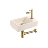 Saniclass Fuente pack lave-mains – rectangulaire – 40 x 22 x 10 cm – Solid Surface beige – robinet doré brossé SW1587195