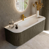 Mondiaz KURVE Ensemble de meuble de salle de bains - 130x46x40cm - 1 tiroir - 2 portes - lavabo solid surface - central - 1 trou de robinet - Shadow SW1414218