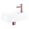 Differnz Force Set lave-mains 40x22x8cm 1 trou avec robinet droit et siphon + bonde cuivre rose Rectangulaire Céramique Blanc SW373224