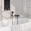 BRAUER Stripe Mitigeur thermostatique douche bain SET 04 - apparent - support mural - douchette 3 positions - flexible de douche - noir mat SW1435107