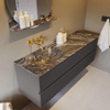 Mondiaz VICA-DLUX ensemble de meuble de salle de bain - 150cm - meuble sous-vasque gris foncé - 2 tiroirs - lavabo encastré cloud gauche - sans trous de robinet - version haute de 60cm - lave SW1086025