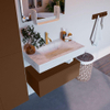 Mondiaz ALAN-DLUX Ensemble de meuble - 80cm - meuble Rust mat - 1 tiroir - Lavabo Cloud Opalo suspendu - vasque Centre - 1 trou de robinet SW806618