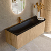 MONDIAZ KURVE 125cm Meuble salle de bain avec module 25 D - couleur Oak - 1 tiroir - 1 porte - vasque BIG MEDIUM gauche - 1 trou de robinet - Urban SW1138378