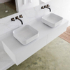 Mondiaz Lagom Meuble salle de bains 150x30.9x45cm Solid Surface Talc 2 tiroirs avec lavabo BINX vasque à poser double Gauche et droite sans trous de robinet SW409140