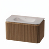 Royal Plaza Terra Edge Ensemble meuble de salle de bains - 80x44.7x46cm - vasque en solid surface blanc mat - 1 vasque - sans trou de robinet - 2 tiroirs - sandwood (chêne clair) SW1471910
