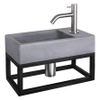 Differnz Force kit lave-mains - 40x22x8cm - Rectangulaire - 1 trou de robinet - Robinet courbé en chrome mat - avec cadre noir - Gris béton SW373124