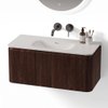 Royal Plaza Terra Edge Ensemble meuble de salle de bains - 100x45.5x46cm - vasque en céramique blanc brillant - 1 vasque - sans trous de robinet - 2 tiroirs - châtaignier (noyer) SW1471935