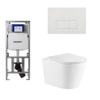 QeramiQ Dely Toiletset - 36.3x51.7cm - diepspoel - rimless - Geberit UP320 inbouwreservoir - met Burda frame - softclose toiletzitting - glans witte bedieningsplaat - rechthoekige knoppen - wit mat SW1102471