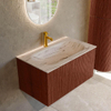 MONDIAZ KURVE-DLUX Meuble de salle de bains 80cm couleur Ruby avec 1 tiroir et 0 porte. Lavabo BIG SMALL Milieu 1 trou de robinet Nata. SW1432517